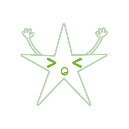 Colored line sleeping shiny star with arms vector illustrationのイラスト素材