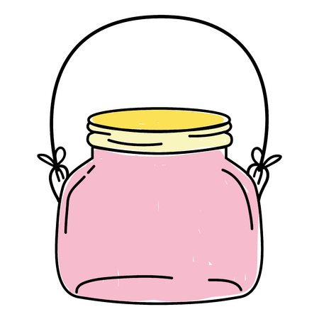 small and wide mason glass with wire handle vector illustrationのイラスト素材