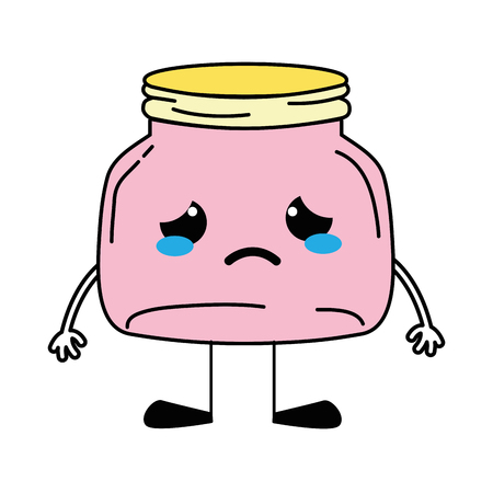 Crying mason glass with arms and legs vector illusrationのイラスト素材