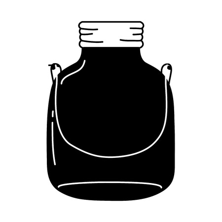 Silhouette small mason glass with wire handle vector illustration.のイラスト素材