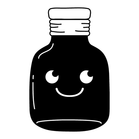 Silhouette smile mason glass cartoon vector illustrationのイラスト素材