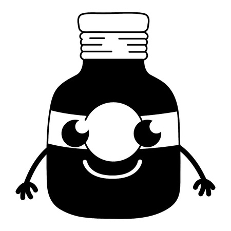 Silhouette smile mason glass with sticker and arms vector illustrationのイラスト素材