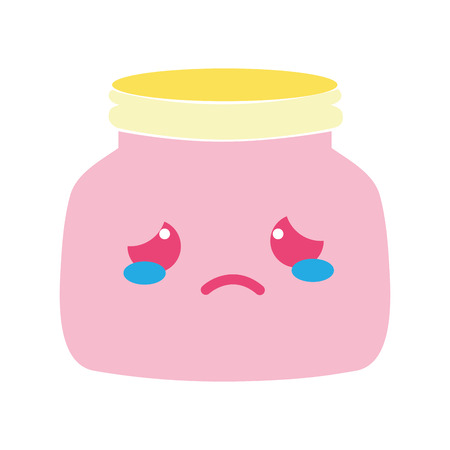 colorful crying mason glass kawaii cartoon vector illustrationのイラスト素材