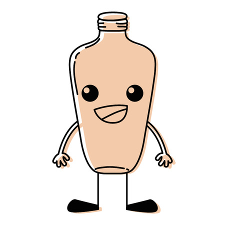 Color happy mason jar kawaii with arms and legs vector illustration.のイラスト素材