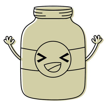 Color happy mason glass with sticker and arms vector illustrationのイラスト素材