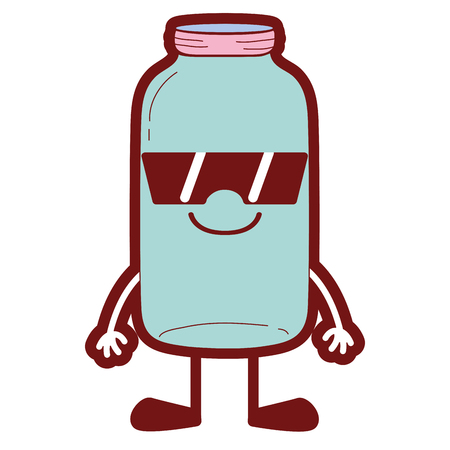 line color mason glass kawaii with arms and legs vector illustrationのイラスト素材