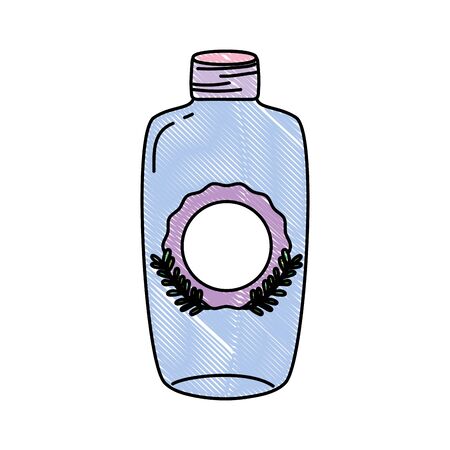 Grated long mason jar with sticker and branches vector illustration.のイラスト素材
