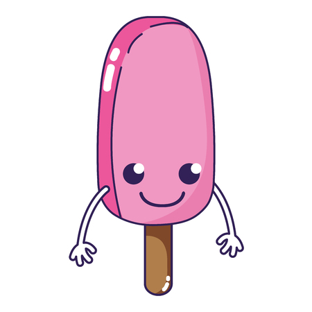 A happy oval ice lolly kawaii vector illustrationのイラスト素材