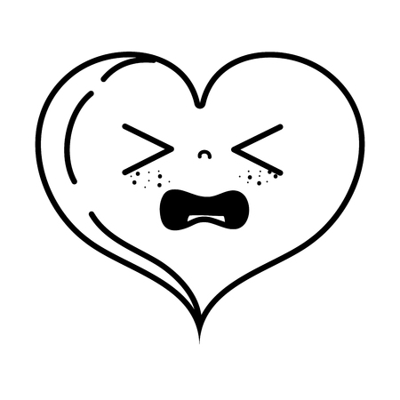 A line gaudy heart love kawaii cartoon vector illustrationのイラスト素材