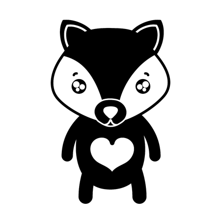 silhouette tender fox cute wild animal vector illustrationのイラスト素材