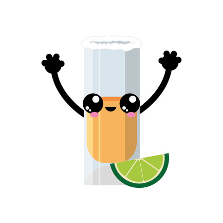 Shot of alcohol drink and glass theme Isolated design Vector illustrationのイラスト素材