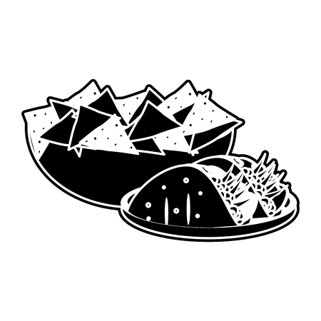 Nachos and burrito of mexican food and traditional cuisine theme Isolated design Vector illustrationのイラスト素材