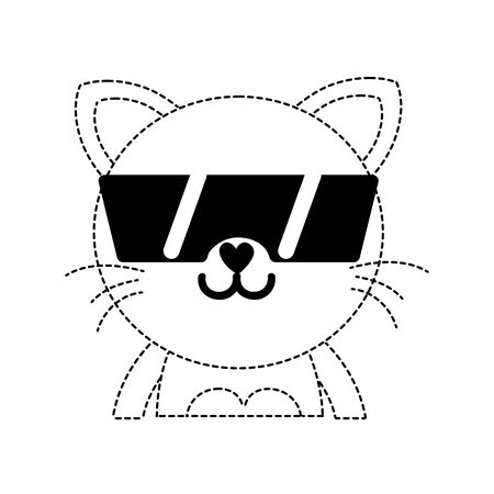 dotted shape happy cat adorable feline animal with sunglassesのイラスト素材