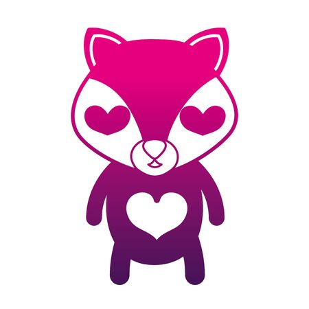 silhouette enamored fox cute wild animal vector illustrationのイラスト素材