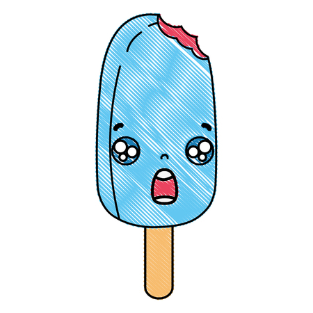 Grated surprised oval ice lolly vector illustrationのイラスト素材