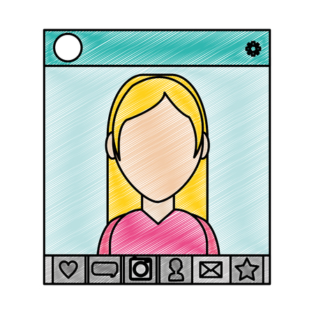 Girl and chat of social media and multimedia theme Isolated design Vector illustrationのイラスト素材