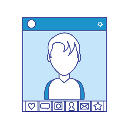 Boy and chat of social media and multimedia theme Isolated design Vector illustrationのイラスト素材