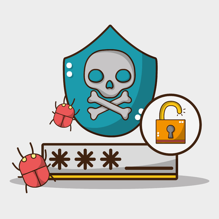digital code and spectre skull virus vector illustrationのイラスト素材