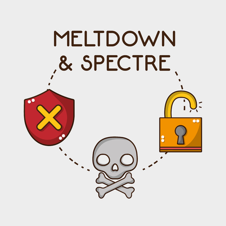 skull warning and securty digital padlock vector illustrationのイラスト素材