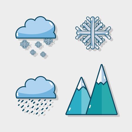 set winter natural weather season vector illustrationのイラスト素材