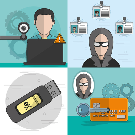 Icon set of security system technology and protection theme Vector illustrationのイラスト素材