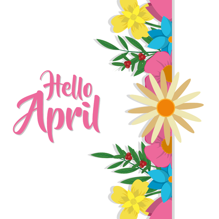 Flowers of hello april spring nature garden and floral theme Vector illustrationのイラスト素材