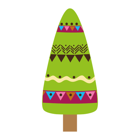 colorful ethnic natural tree with ornamental design vector illustrationのイラスト素材