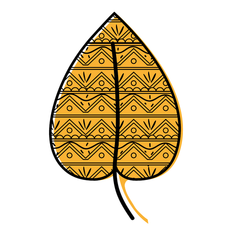 Color ethnic natural leaf with ornamental design vector illustration.のイラスト素材