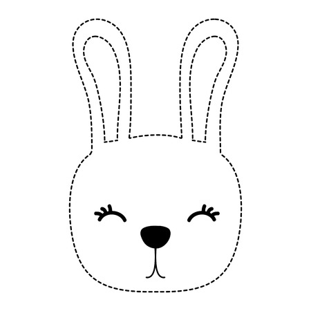 dotted shape cute rabbit head wild animal vector illustrationのイラスト素材