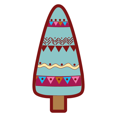 line color ethnic natural tree with ornamental designのイラスト素材