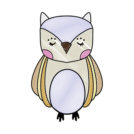 grated cute owl wild animal of the forestのイラスト素材