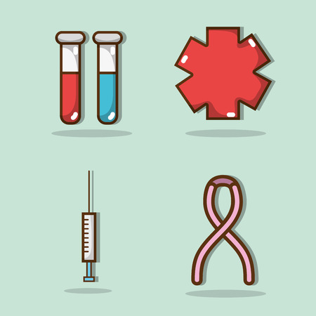 Set medical utensils treatment diagnosis vector illustrationのイラスト素材