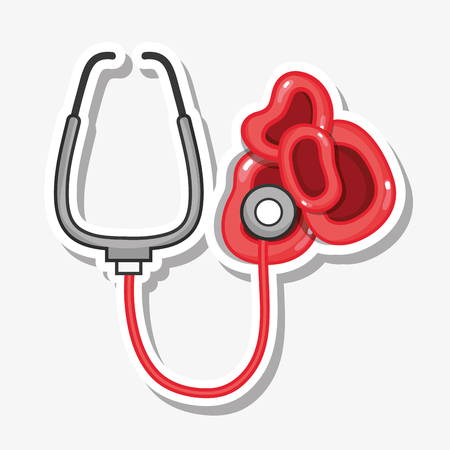 red stethoscope with blood clots vector illustration iconのイラスト素材