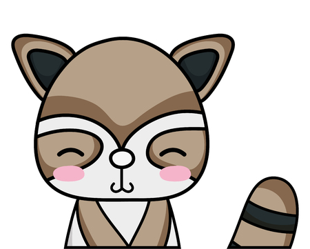 adorable and shy raccoon wild animal vector illustrationのイラスト素材