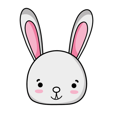 smile rabbit head wild animal vector illustrationのイラスト素材