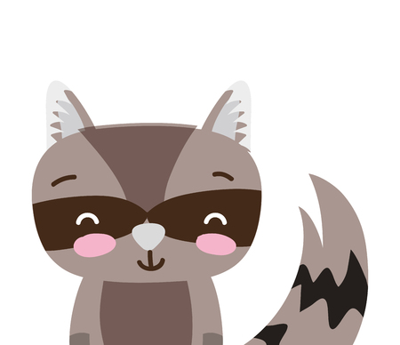 Colorful adorable and smile raccoon wild animal vector illustration.のイラスト素材