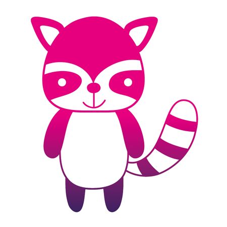Color silhouette cute and happy raccoon wild animal vector illustrationのイラスト素材