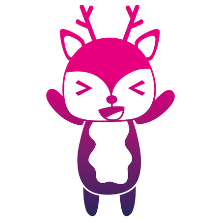 color silhouette cute and cheerful deer wild animal vector illustrationのイラスト素材