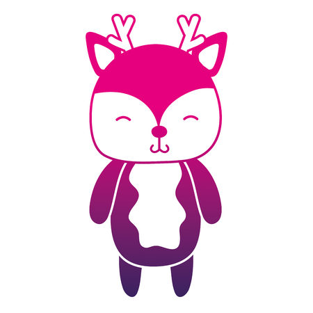 color silhouette cute and shy deer wild animal vector illustrationのイラスト素材