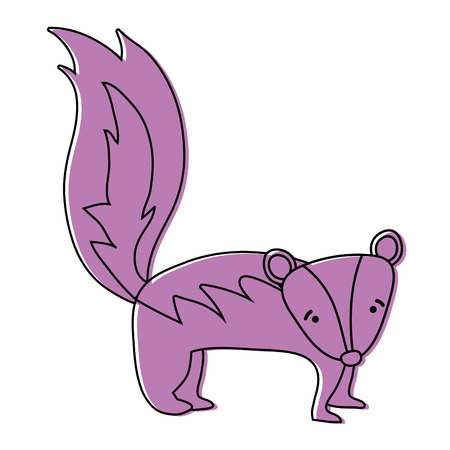 color cute and sad skunk wild animalのイラスト素材