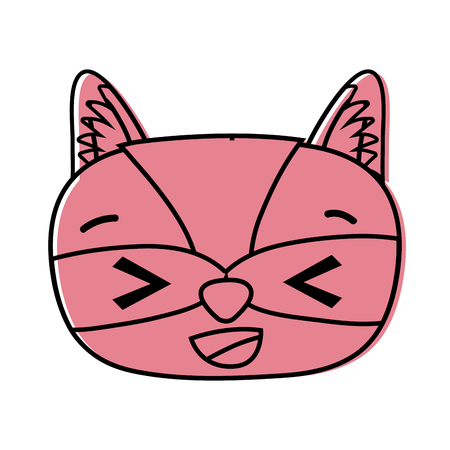 color glad raccoon head wild animal vector illustrationのイラスト素材