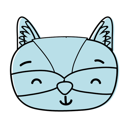 color smile raccoon head wild animal vector illustrationのイラスト素材