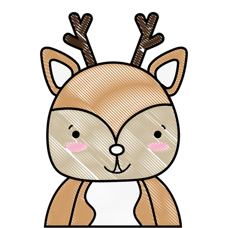 grated adorable and happy deer wild animal vector illustrationのイラスト素材