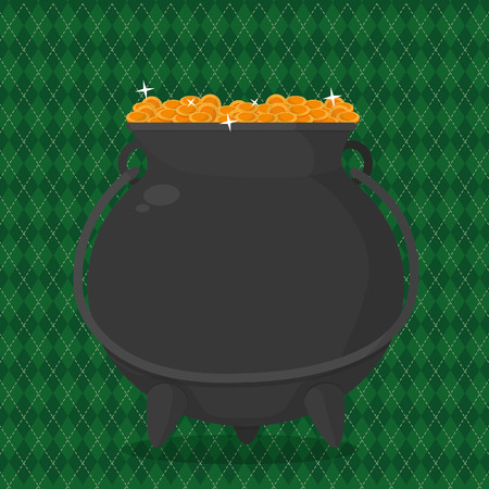 St. Patrick's day design with money pot illustration on green background.のイラスト素材