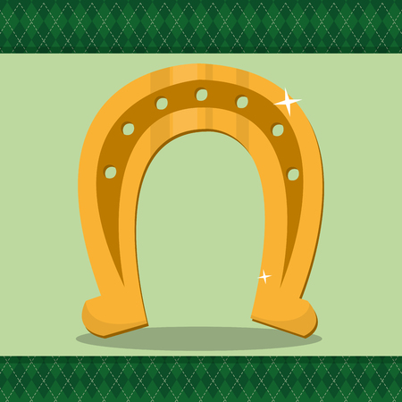 St Patrick's day design with horseshoe illustration on green background.のイラスト素材