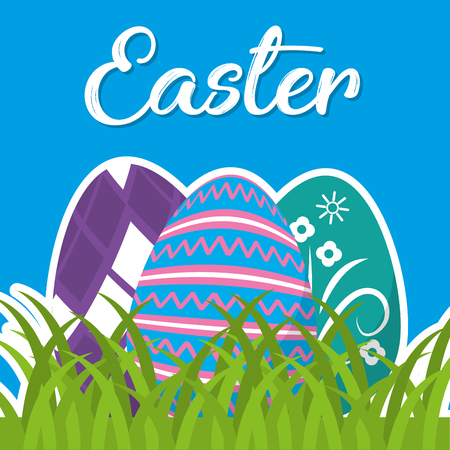 Eggs of happy easter spring and decoration theme Vector illustrationのイラスト素材