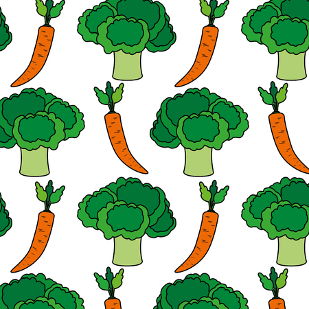 Broccoli and carrot of healthy and organic food theme Isolated design Vector illustrationのイラスト素材