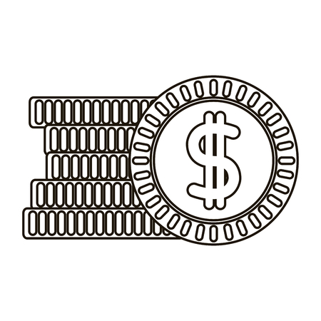 Coins of money financial and commerce theme Isolated design Vector illustrationのイラスト素材