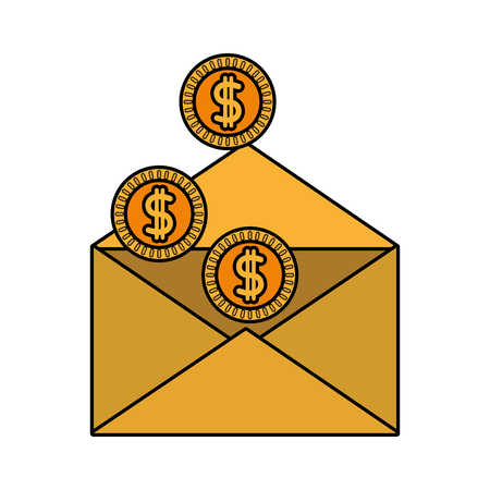 Envelope of email mail and message theme Isolated design Vector illustrationのイラスト素材