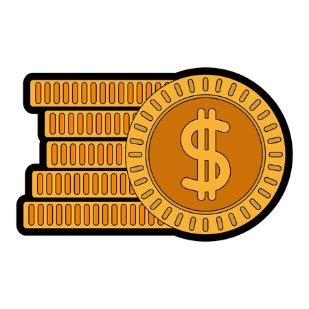Coins of money financial and commerce theme Isolated design Vector illustrationのイラスト素材
